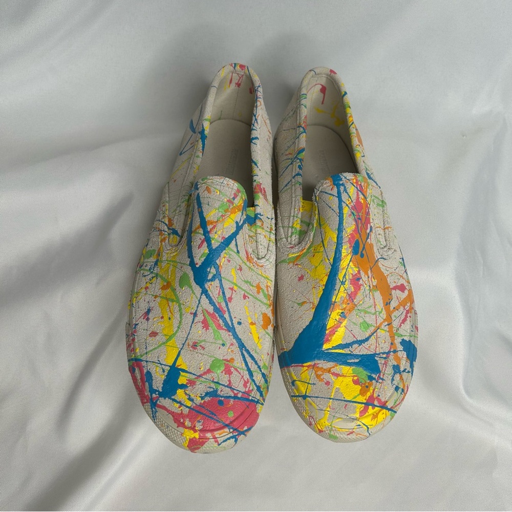 SPERRYS Mens Topsider Slip On Loafer with Paint Splatter detail